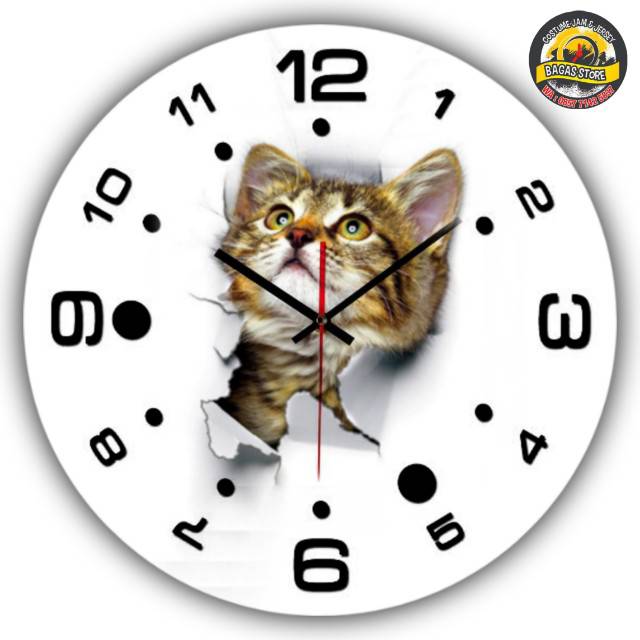 Jam dinding costume Kucing 3d.
