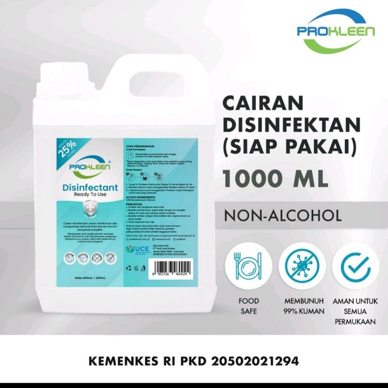 CAIRAN DISINFEKTAN / DISINFECTANT ANTISEPTIK PROKLEEN 1 LITER