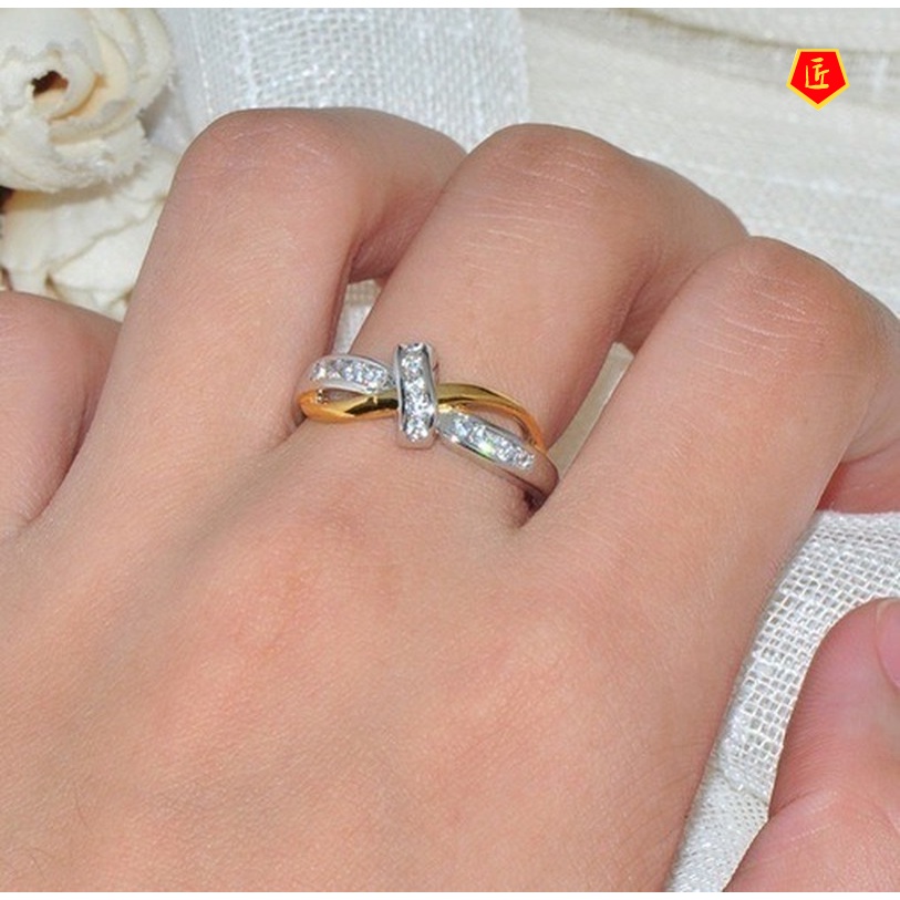 [Ready Stock]Creative 925 Silver Ring 18K Gold Color Separation