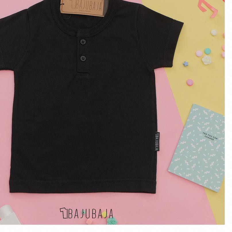 ➯ Bajubaja junior button / kaos polos anak kancing tshirt bahan tebal cotton combat 24s ♣
