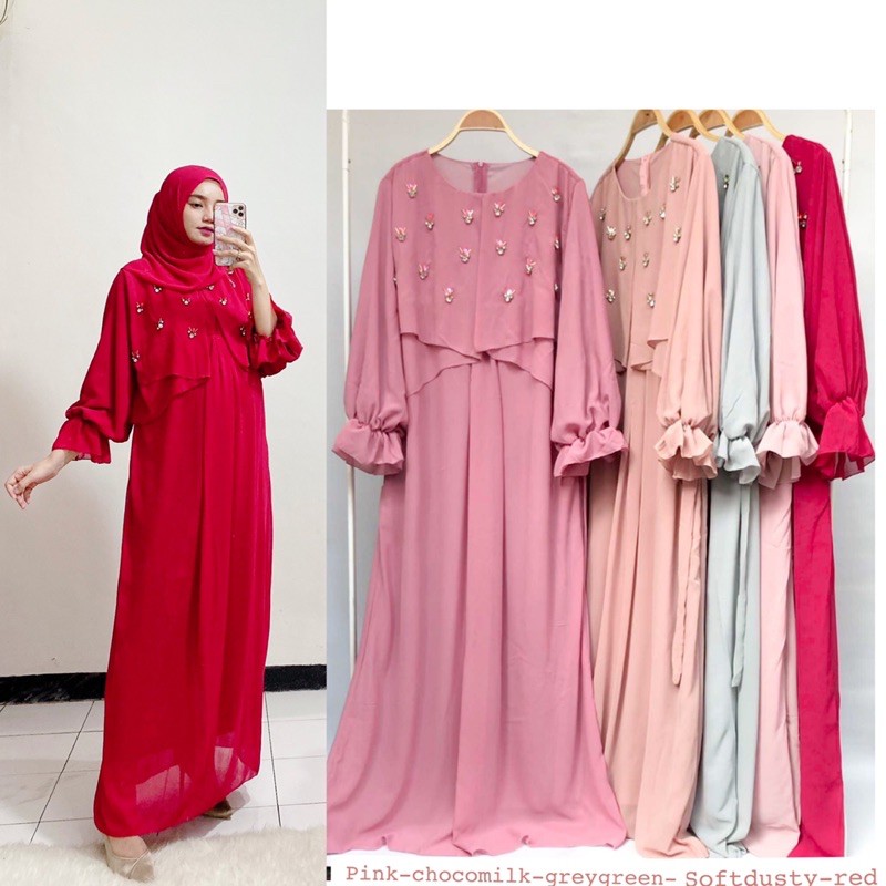 zaskia set dress / ceruty dress set pashmina