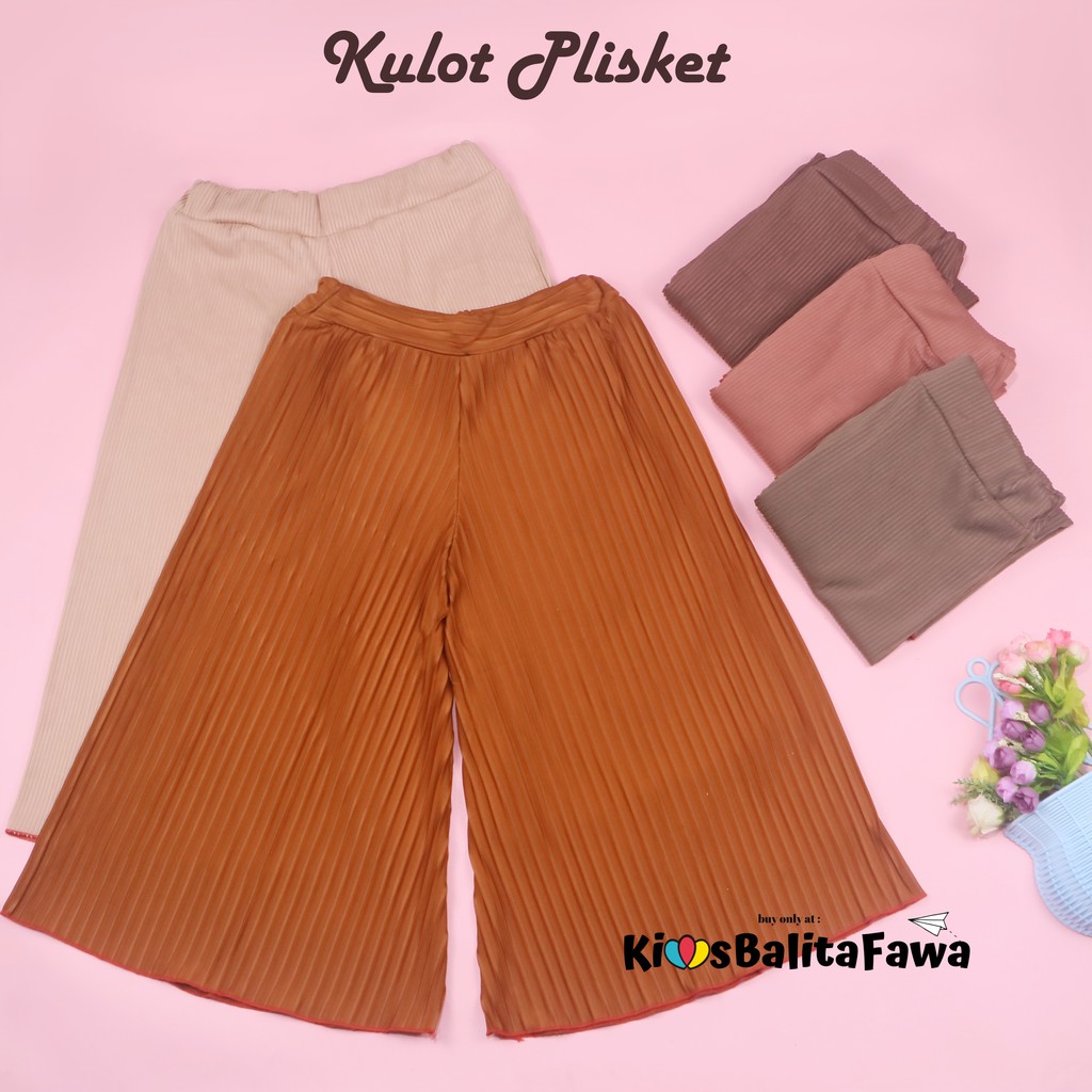 Kulot PLISKET Wanita fit to L / Kulot Panjang 7per8 Cullotes Pants Celana Polos Adem Bawahan