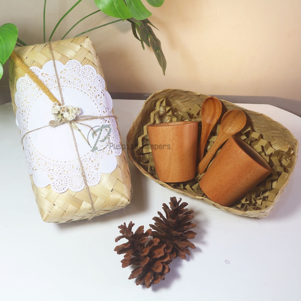 

Hampers Besek Gelas | Set Hampers Aestetik | Kado wedding