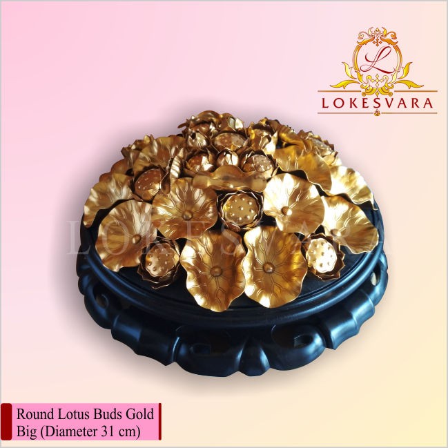 Pajangan/Hiasan Logam Round Lotus Buds Gold Big