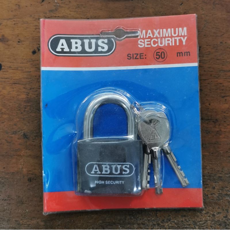 GEMBOK ABUS HITAM 50MM 50 MM LEHER PANJANG / GEMBOK RUMAH / GEMBOK PAGAR ABUS HITAM 50MM PANJANG