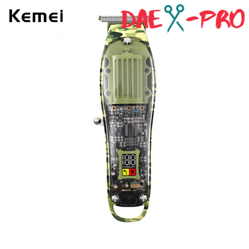 Hair trimmer kemei 1928 Kemei Alat Cukur Rambut Elektrik Tanpa Kabel Ukuran 0mm Dengan Layar LCD Dig