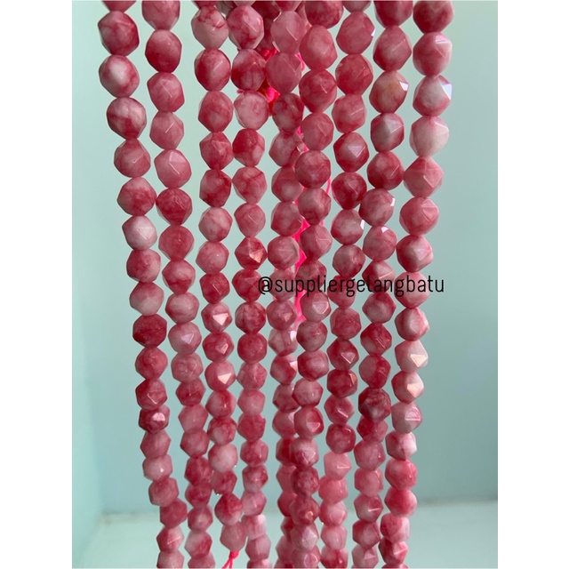 batu faceted hexagon Stone 8mm red borneo pink banjar crystal healing