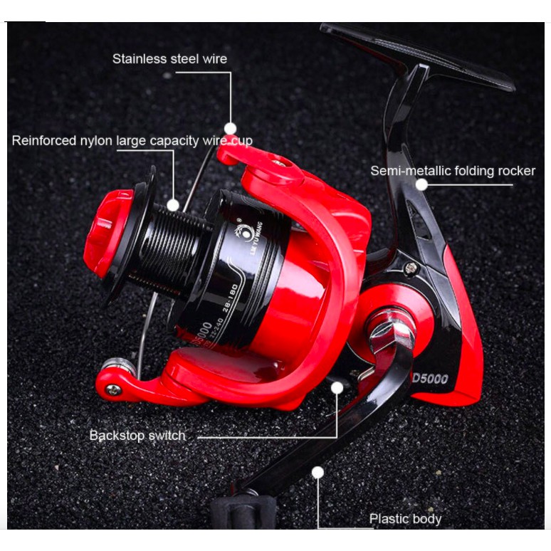 SPINNING REEL MURAH RED BLACK UKURAN LENGKAP 1000-6000 MAX DRAG 6 KG RATIO 5.0:1