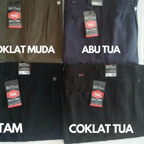 ☁ celana bahan pria big size 51 52 53 54 55 56 celana kerja jumbo hitam ❇