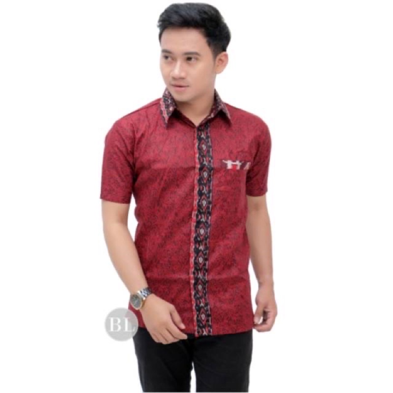NEW ARRIVAL DISTRO BATIK PRIA BORDIR SOGAN HRB026 BATIKAF NOTOARTO BATIK IPNU-IPPNU HEM PRIA Bel-HEM Mega Abang