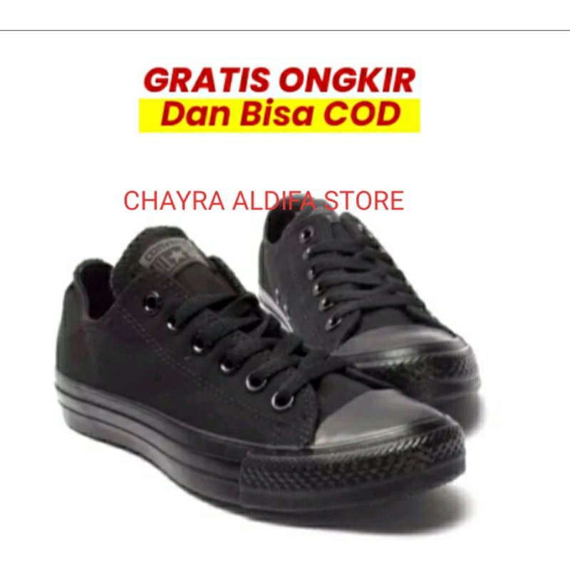SEPATU ALL STAR HITAM/SEPATU ALL STAR FULL BLACK / SEPATU SEKOLAH/ SEPATU KERJA