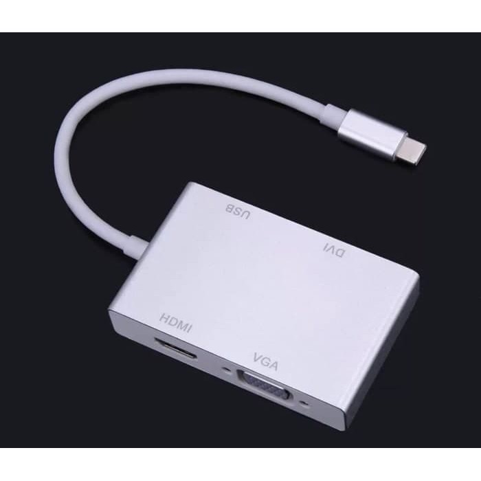 USB 3.1 TYPE C TO VGA MULTIMEDIA DVI + USB 3.0 Hub ADAPTER 4 IN 1