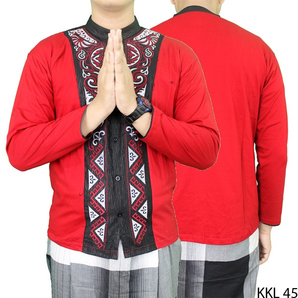 Koko Kemeja Muslim Panjang Katun Merah – KKL 45