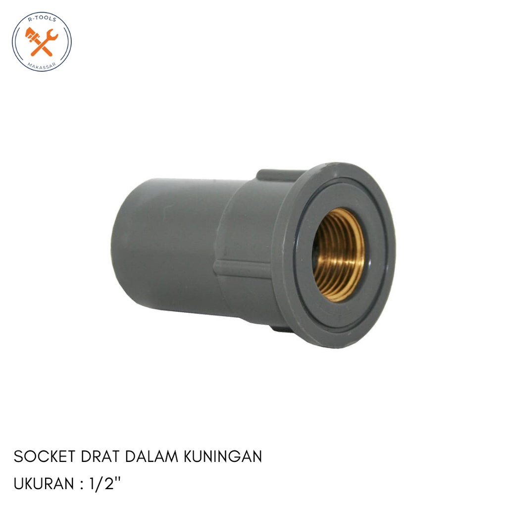 Sambungan Kuningan Lurus Drat Dalam 1/2 Inch / Socket Drat Dalam 1/2 inch Kuningan