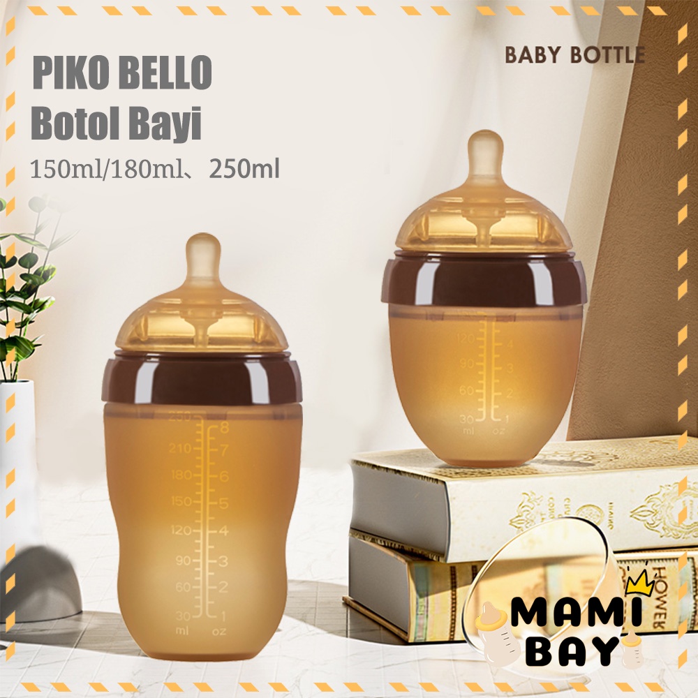 OKEYI PIKO BELLO botol susu bayi cokelat silikon lembut botol bayi dengan sedotan lembut