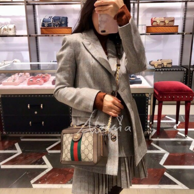 MIRROR  Tas Gucci Ophidia GG Shoulder Mini APRICOT - COKLAT TUA Mirror 602576