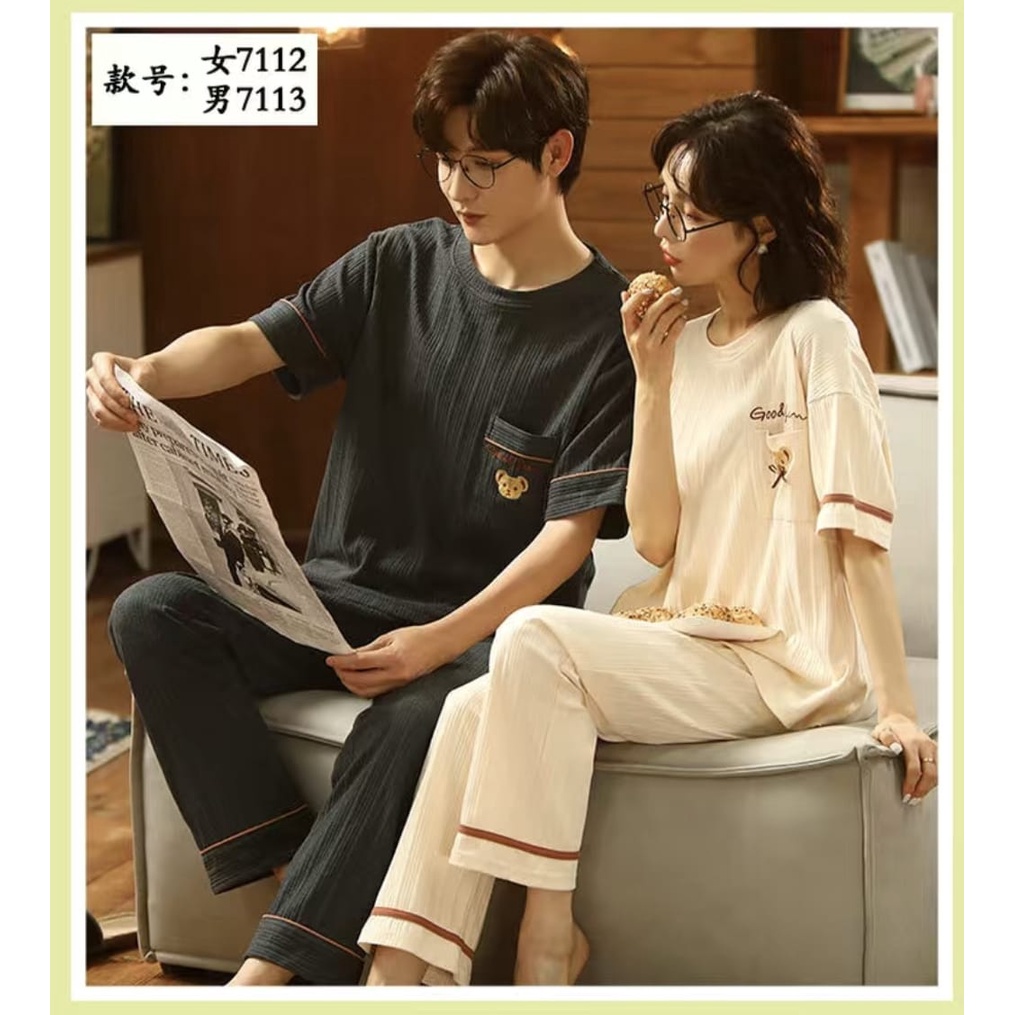 Baju tidur piyama couple CP bahan kaos import