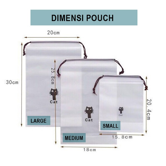 Pouch Storage Bag Serut Travel Organizer Tas Kantong Plastik Doff