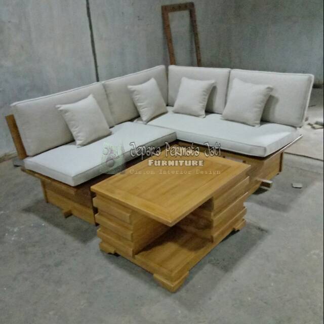 Sofa tamu jati minimalis korean ( sofa L, sofa jati, kursi tamu,furniture jepara )