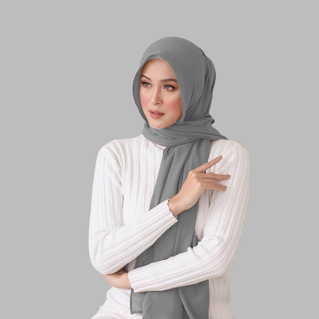 HIJAB PASHMINA DIAMOND CREPE / SABYAN JAHIT TEPI PASMINA JILBAB KERUDUNG POLOS MUSLIM - YELONIX