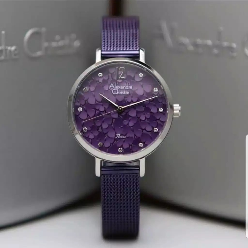 AC alexandre Christie AC 2728  wanita original stainless steel ungu silver
