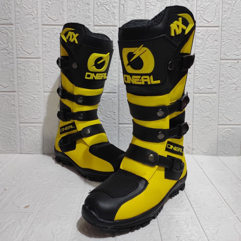 sepatu trail sepatu cross adventure logo 3D kualitas premium sepatu touring sepatu drag sepatu roadrace  KUNING HITAM