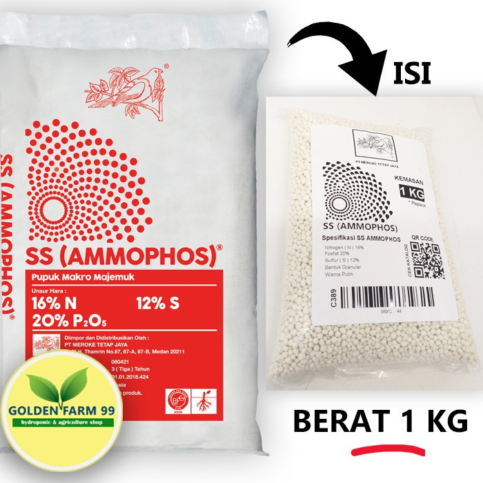 Pupuk Makro Majemuk SS Ammophos Kemasan 1 Kg
