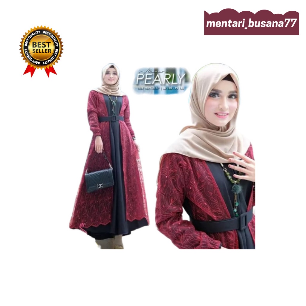 ELEGANT Gamis Pearly Maxy Dress Jumbo Murah! / mentari_busana77 gamis dewasa//remaja terlaris2022 / Terbaru pakaaian muslim wanita / Gamis Brukat Tulle Tile / Ukuran M L XL XXL 3XL / Bayar di tempat (cod)