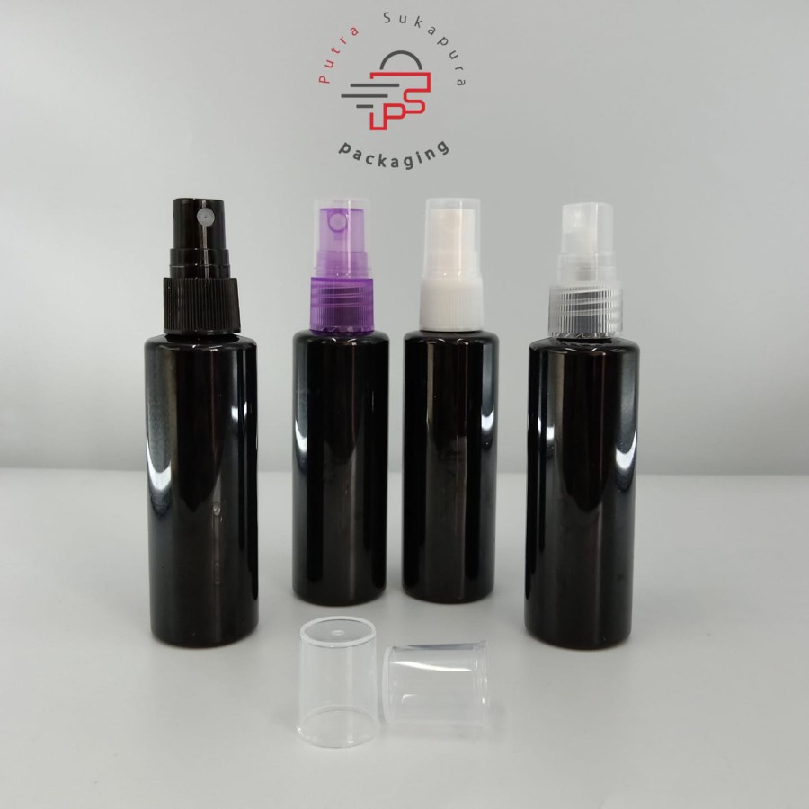Botol spray 60ml rf/Botol plastik 60ml rf hitam - tutup spray neck 18