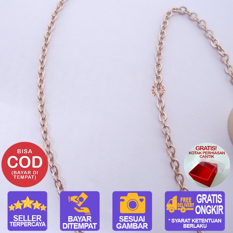 Lovelybutik Kalung Titanium Wanita Anti Karat Selamanya Victoria Uk. 45 cm BONUS KOTAK PERHIASAN