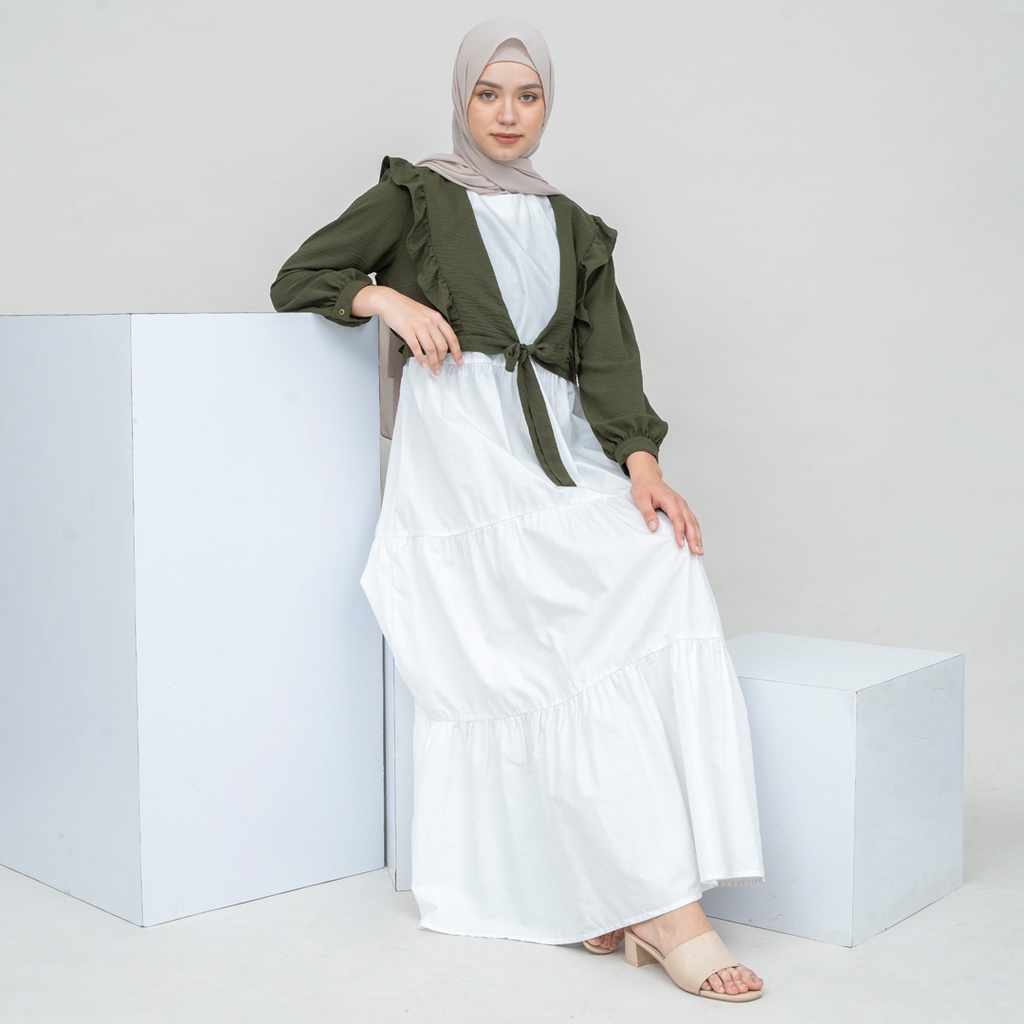 TUNIQUE | RAYA COLLECTION | Chana Gamis Cantik Wanita Kekinian Terbaru Bahan Poplin Adem Warna Putih