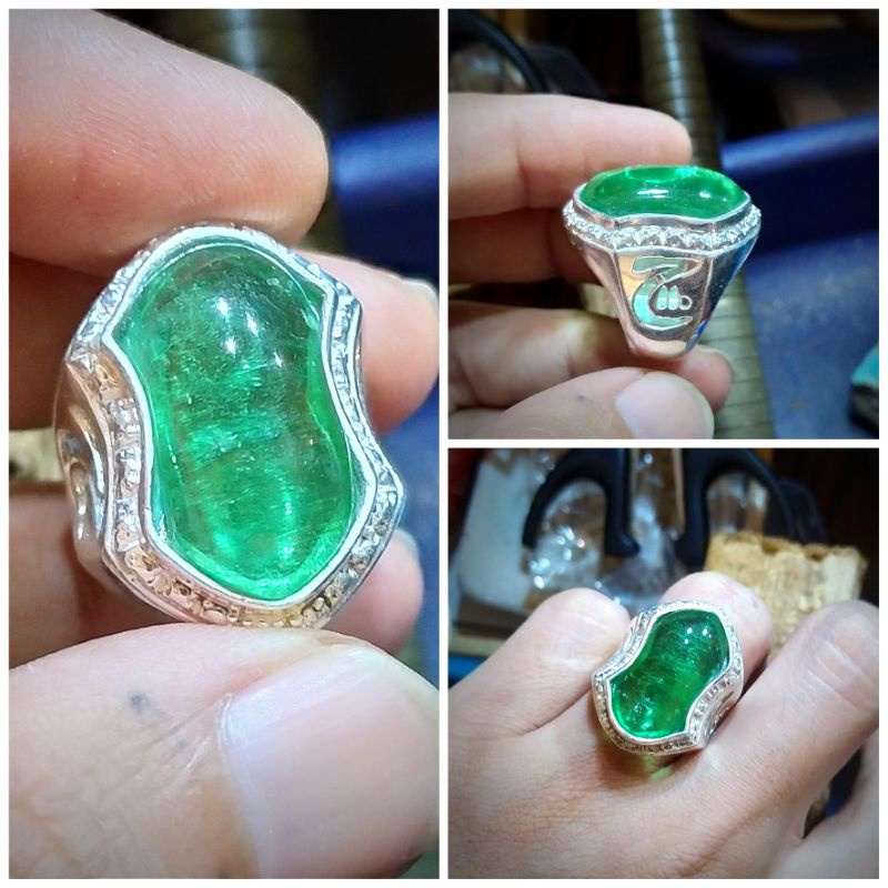 Cincin Terompah Batu Permata Zamrud