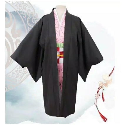 COSTUME KIDS COSPLAY NEZUKO KIMETSU NO YAIBA HAORI YUKATA FULLSET KIMONO JEPANG ANIME