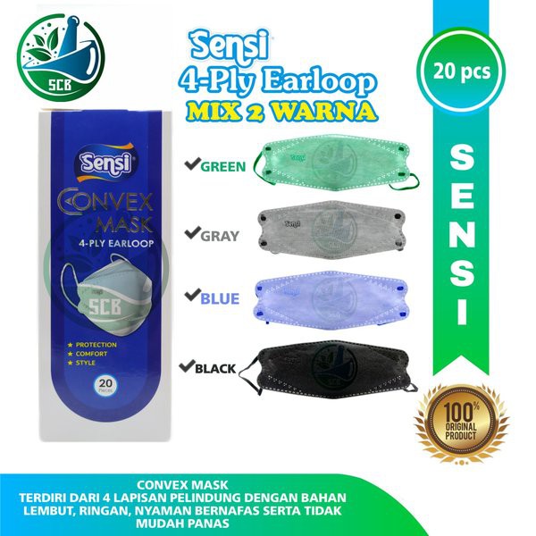 SENSI Convex Mask Sachet isi 2pcs 4Ply Earloop Medical Grade Masker Dewasa Disposable