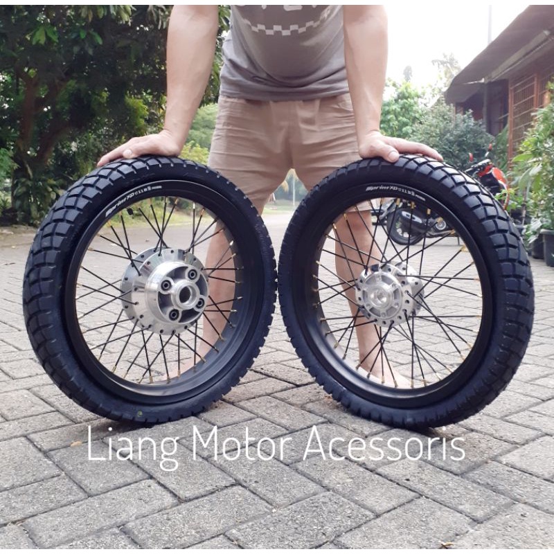 Sepaket Velg Tiger Revo Ring 17 Tapak Lebar Tromol Set Jari2 Plus Ban Fullset - Paketan Velg Komplit