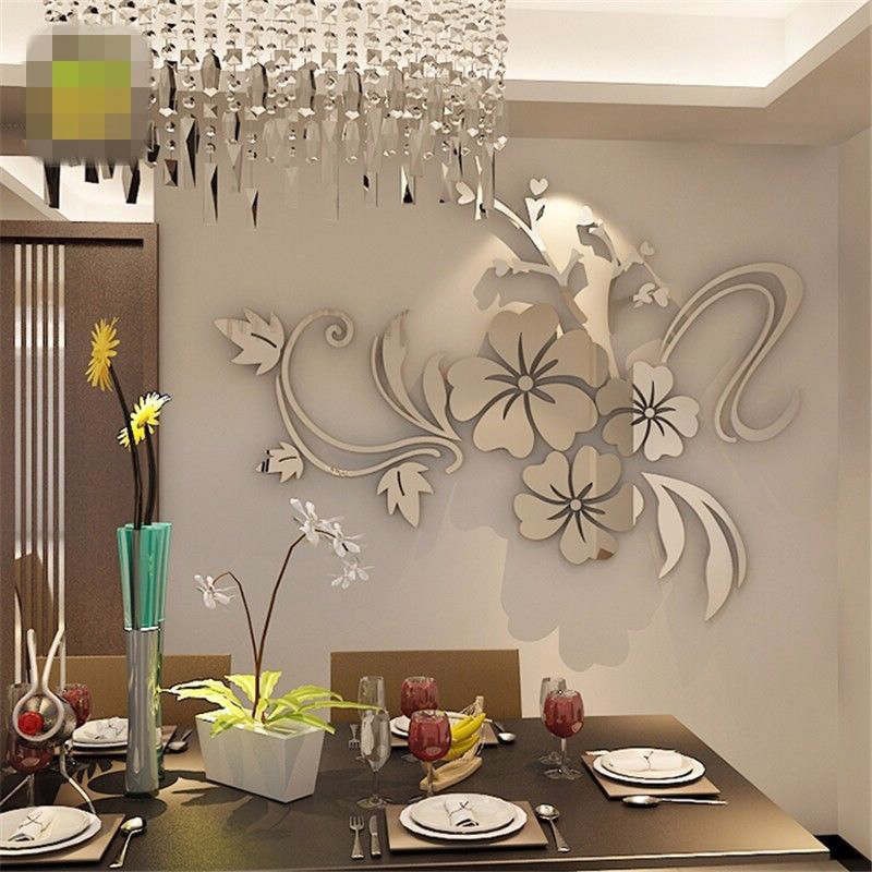 Hot Sale/Removable 3D Mirror Flower Art Stiker Dinding Acrylic Mural Decal Dekorasi Kamar Rumah