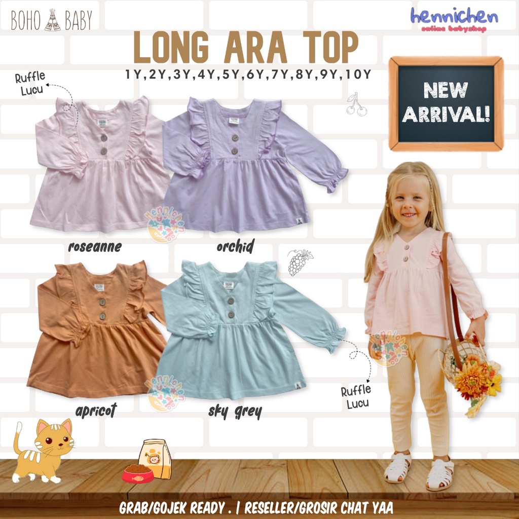 NEW COLOR UKURAN 1 - 10 tahun BOHO BABY LONG ARA TOP BOHOPANNA ATASAN ANAK PEREMPUAN DRESS ANAK PEREMPUAN 1 - 10 TAHUN