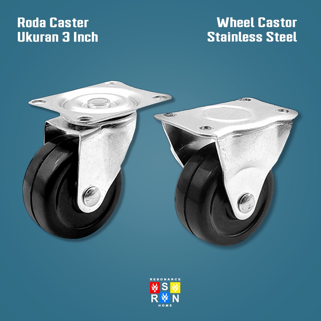 Roda Caster Karet Gepeng 3 Inch / Kastor Furniture / Wheel Caster Resonance Home