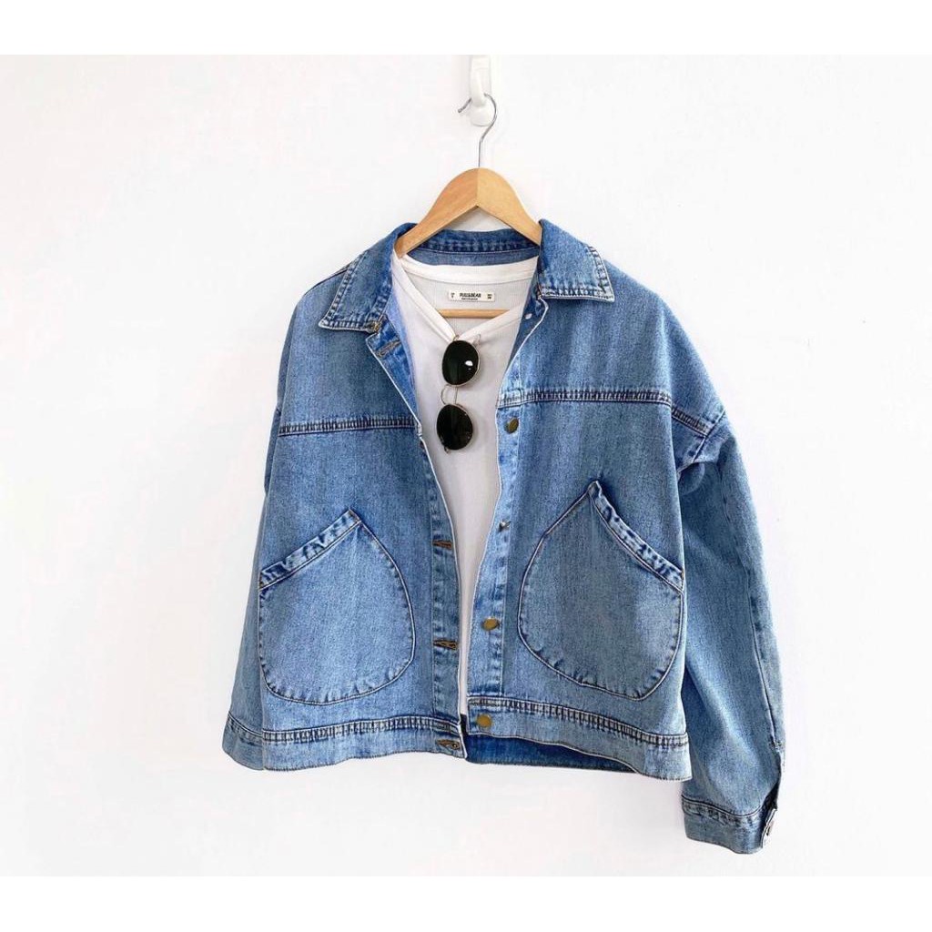 JKFashion - ZFS Jaket Jeans Polos / Vintage Oversize Jacket / Jaket Oversize / Jaket Tangan karet / Jaket Kantong Depan / Jaket Denim / Jaket Jeans Kekinian / Jaket Denim Terbaru / Atasan Wanita Muslimah / Atasan Wanita Hijab / Atasan Wanita Terbaru-GILVA SNOW ACID