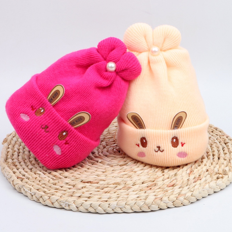 1234OS - Topi Kupluk Bayi Bahan Rajut Motif KELINCI.