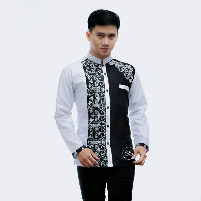 Baju Muslim Pria Dewasa Lengan Panjang Baju Koko Motif Bata Terbaru Size M L XL XXL