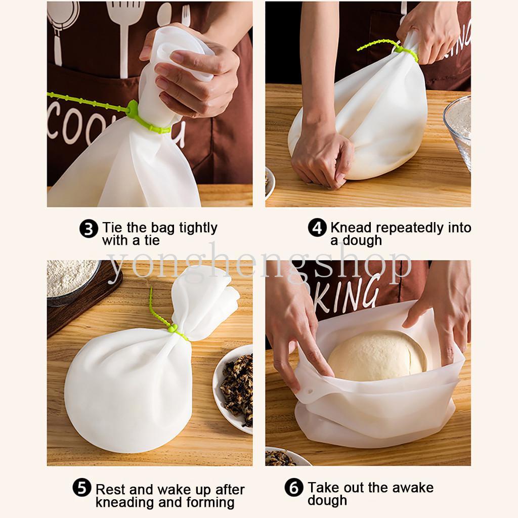 Non Stick Silicone Dough Bag Pastry Flour-mixing Bag Kneading Kantong Adonan Pengaduk Adonan Serbaguna Untuk Roti Dapur DIY Alat Baking Masak Gadget