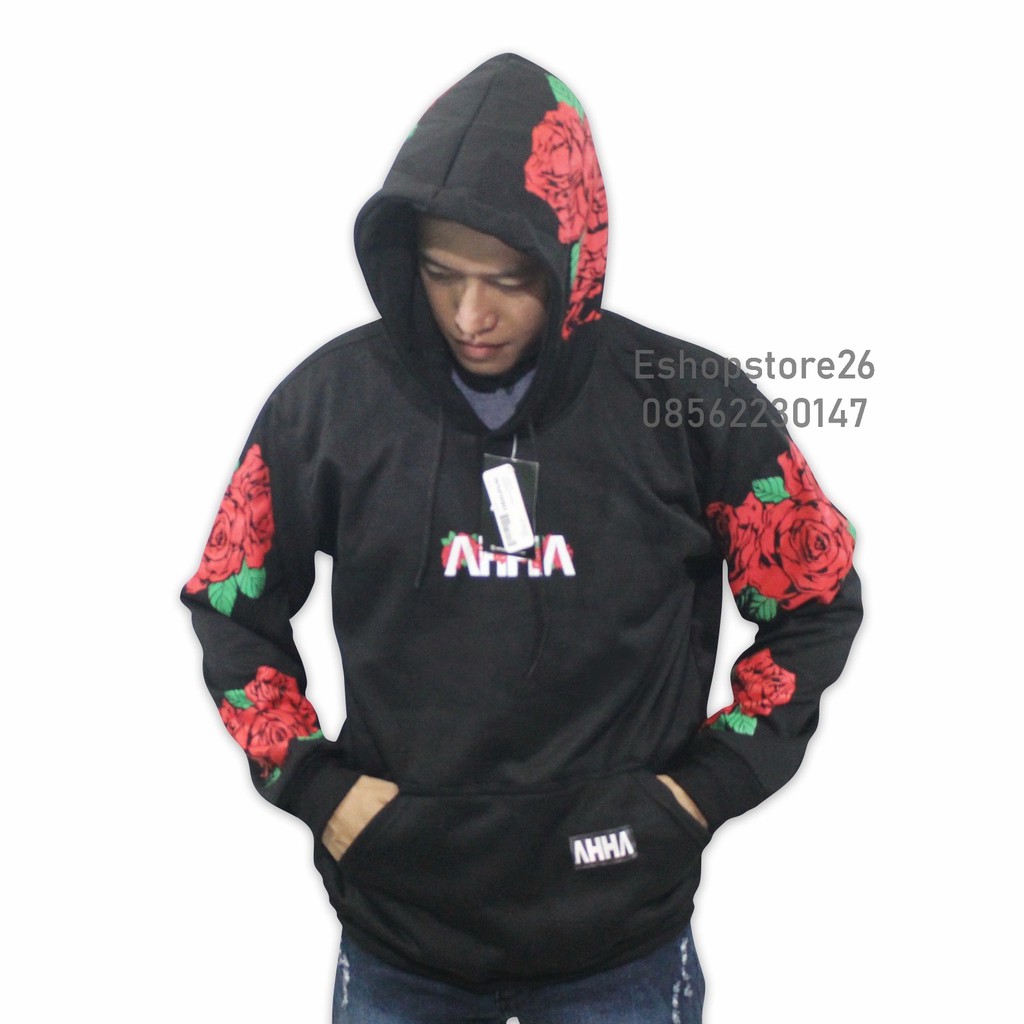 Jaket AHHA Rose - Jaket Sweater Hoodie Atta Halilintar - Jaket Sweater AHHA Rose Black