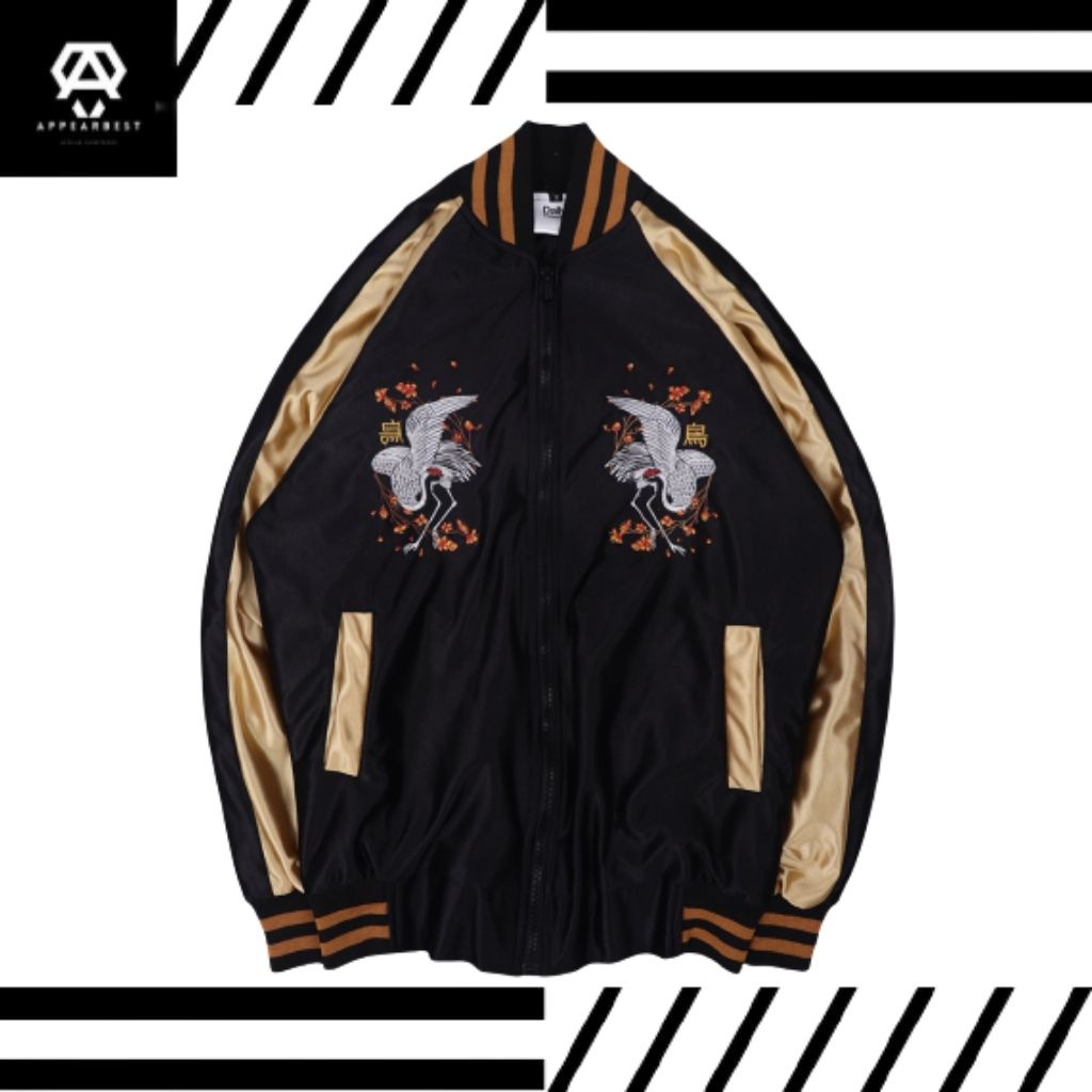 Jaket Sukajan - Tsurutori Black Gold - Sukajan Jacket - Sukajan Murah Original