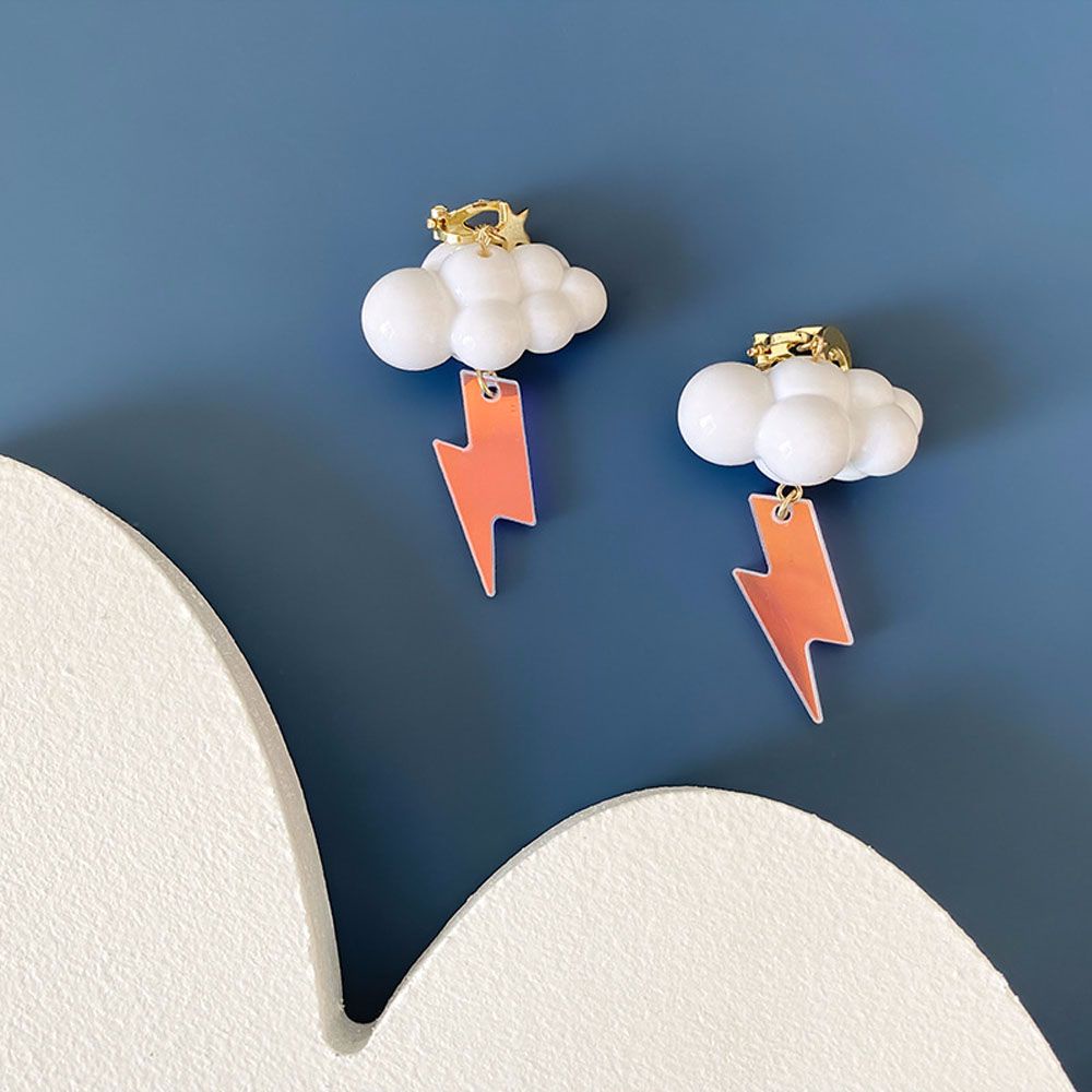 Needway  Gift Cloud Dangle Earrings Trendy Ear Studs Clip Earrings White Women Girls Korean Cute Sweet Lovely Simple Cartoon Pendant Ear Clip