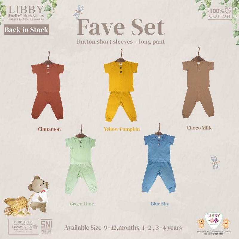 libby earth colour series fave set - setelan baju pendek celana panjang (1stel)