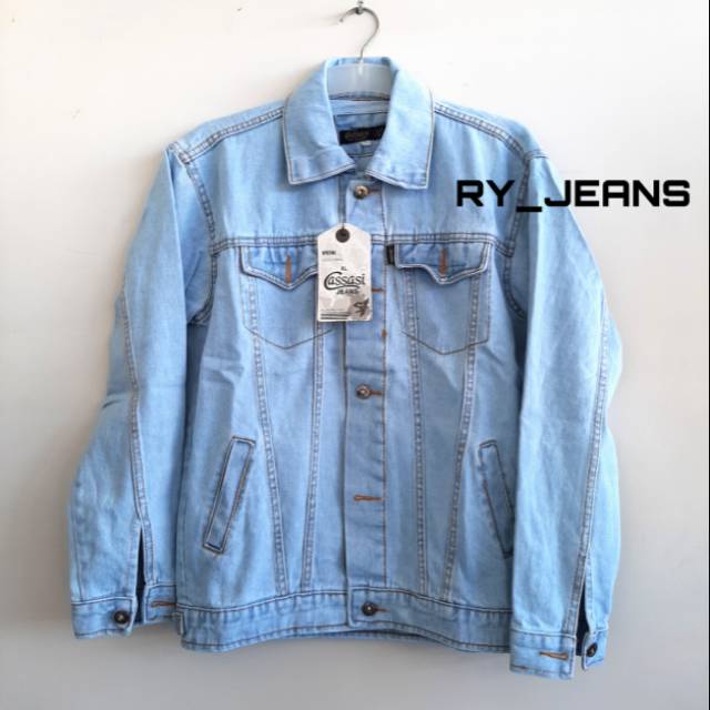 Jaket jeans pria jaket biru light