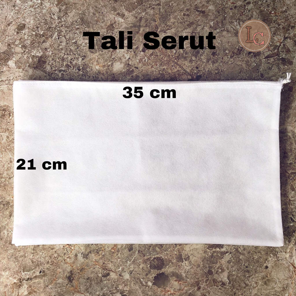 Dustbag/Sarung Tas Tali Serut Polos Uk 35 x 21 cm. Uk 34 x 25 cm