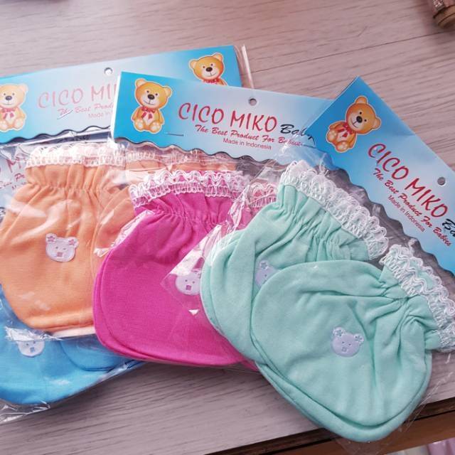 Sarung Tangan Set Kaki Bayi CICO MIKO Tangan Model KERUT / RIP (1 Set Atau 3 Set) Bayi Newborn