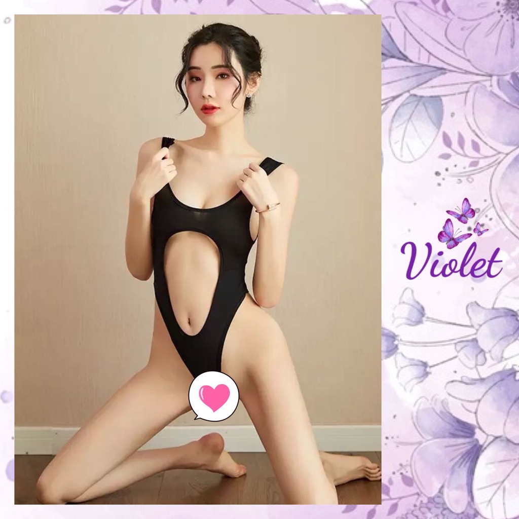 Violet Kostum Lingerie Seksi Wanita Pakaian Dalam Wanita Bodysuit Thong Tali Transparan Erotis 1251